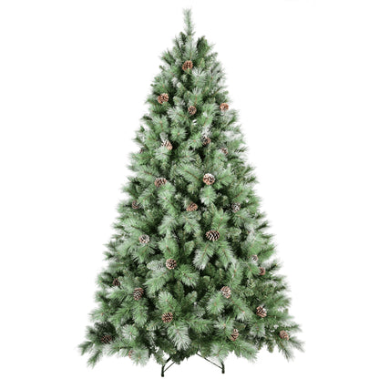 Artificial 5ft Green Christmas Tree With 694PVC Hard Needle Mixed Branch Tips, 200L Warm White Led, Pine Cone