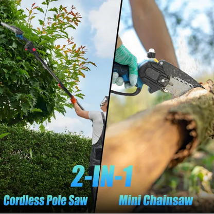 2-In-1 8' Cordless Electric Pole Saw And Mini Chainsaw With Extension Poles 2Pcs 21V 3.0Ah Batteries Adjustable Length - view 2