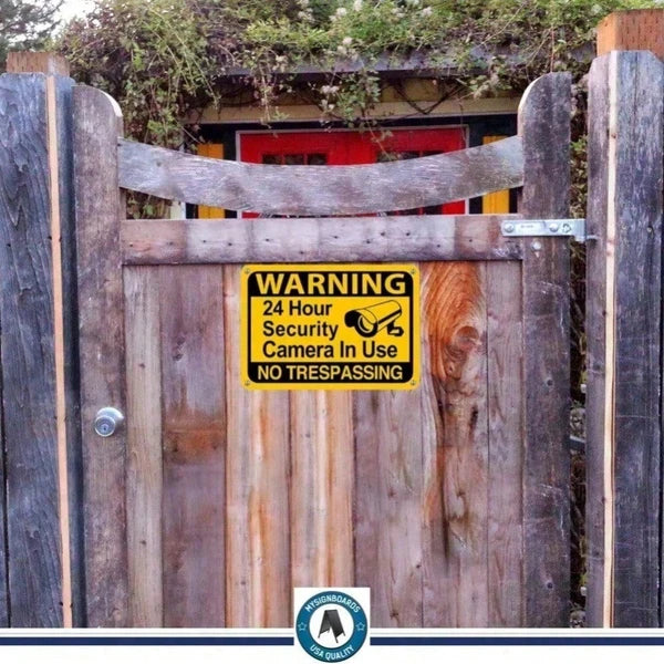 24 Hour Video Surveillance Security Warning Sign Durable Weatherproof Metal Plaque