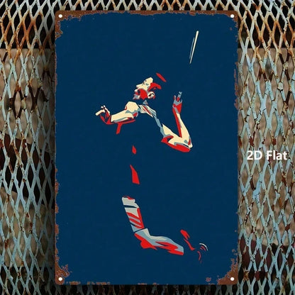 1pc Vintage Badminton Player Metal Sign, 8x12 Inch 2D Flat Silhouette Wall Decor - view 5