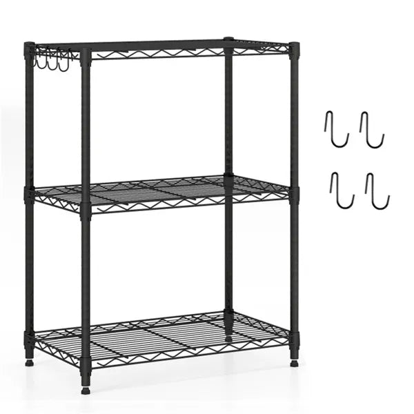 3-Tier Industrial Bookshelf With Anti-Falling Guardrails, 33 LBS Per Shelf Storage Organizer - Black