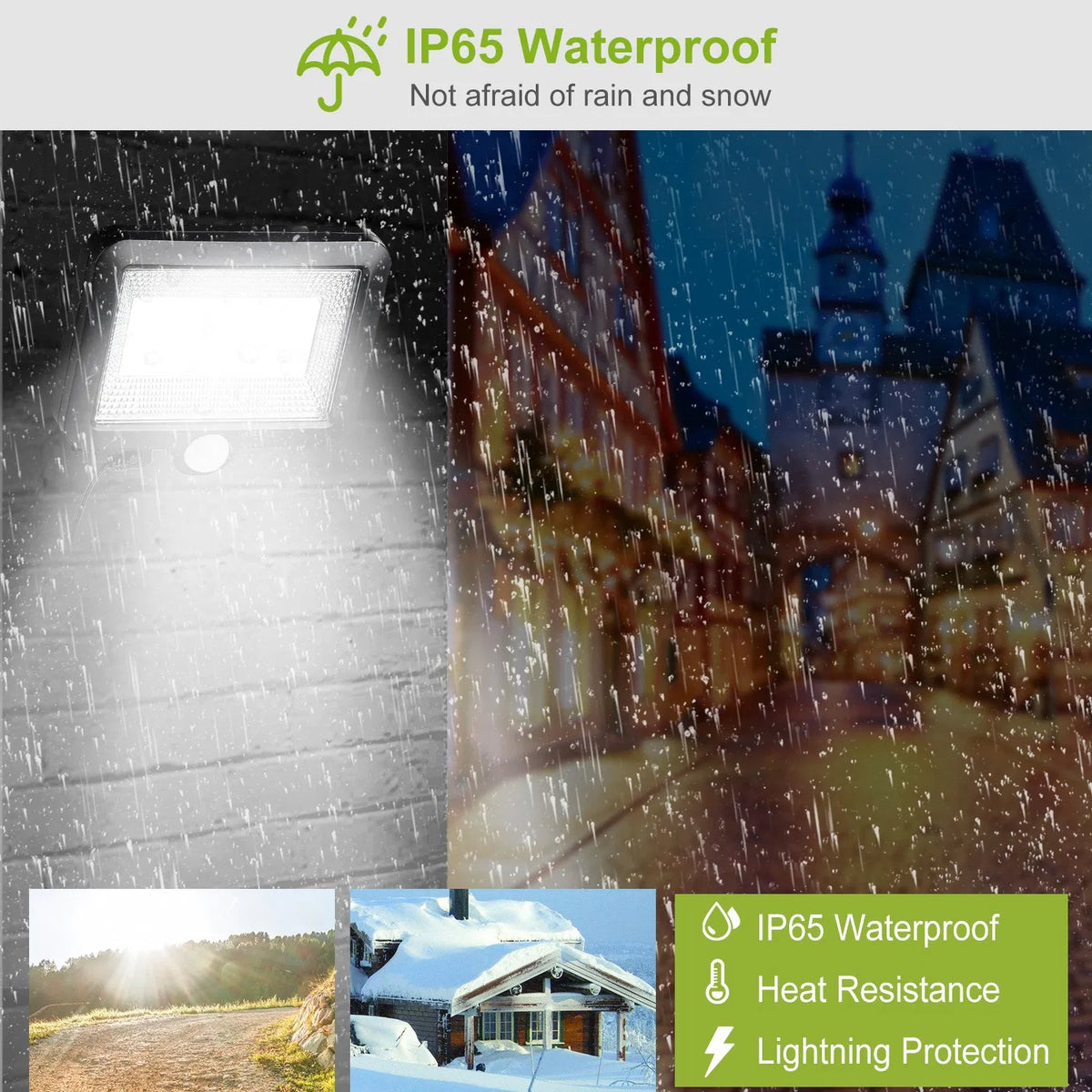 Outdoor Solar Wall Light,Motion & Light Sensor Activated,100 LED Beads,IP65 Waterproof - view 4
