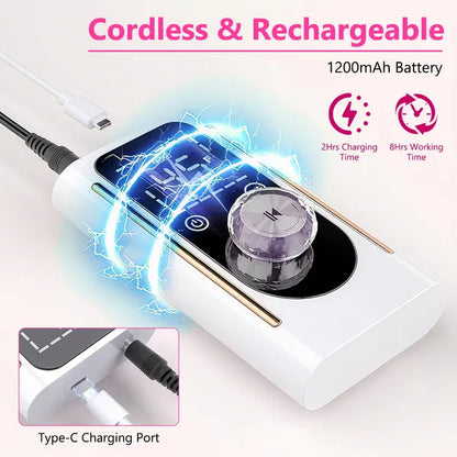 Portable Electric Nail Drill Bit 45000 RPM With 11 Bits Base Waist Clip Cordless Rechargeable Nail File Machine
