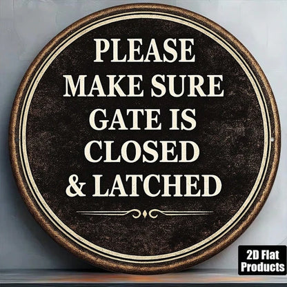 1pc 8x8in Vintage Safety Warning Door Sign, "Please Make Sure" The Door, Is Closed And Locked 2D Flat Round Plaque - view 5