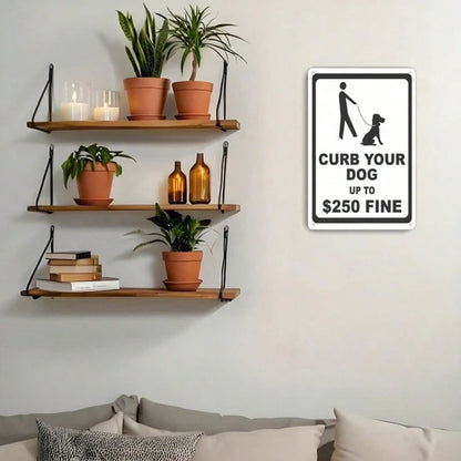 Curb Your Dog Metal Tin Sign, Regulations Caution Plaque, 8x12in Unframed Wall Decor, Wall Decor