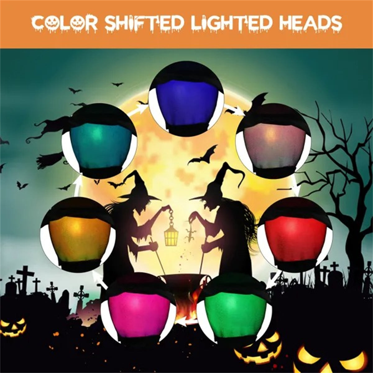 Halloween Black Witches With Change Colors - view 5