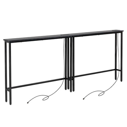 2 Pack 39.4" Narrow Console Sofa Table with Power Outlets and USB Ports - view 8