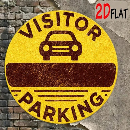 2D Flat Aluminum Round Outdoor Sign 7.87x7.87 Inch, Outdoor Sign, 7.87x7.87 Inch Visitor Parking Symbol Car Design Wall - view 2