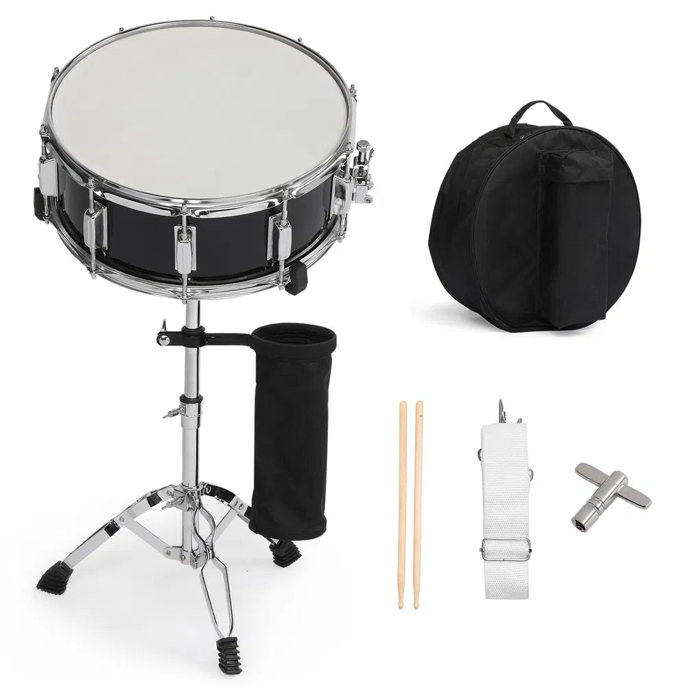 14 X 5.5in Snare Drum Set With Drumstick Holder, Snare Drum Bag, Strap, Mute Pad & Drum Stick For Beginner Student Black - view 3