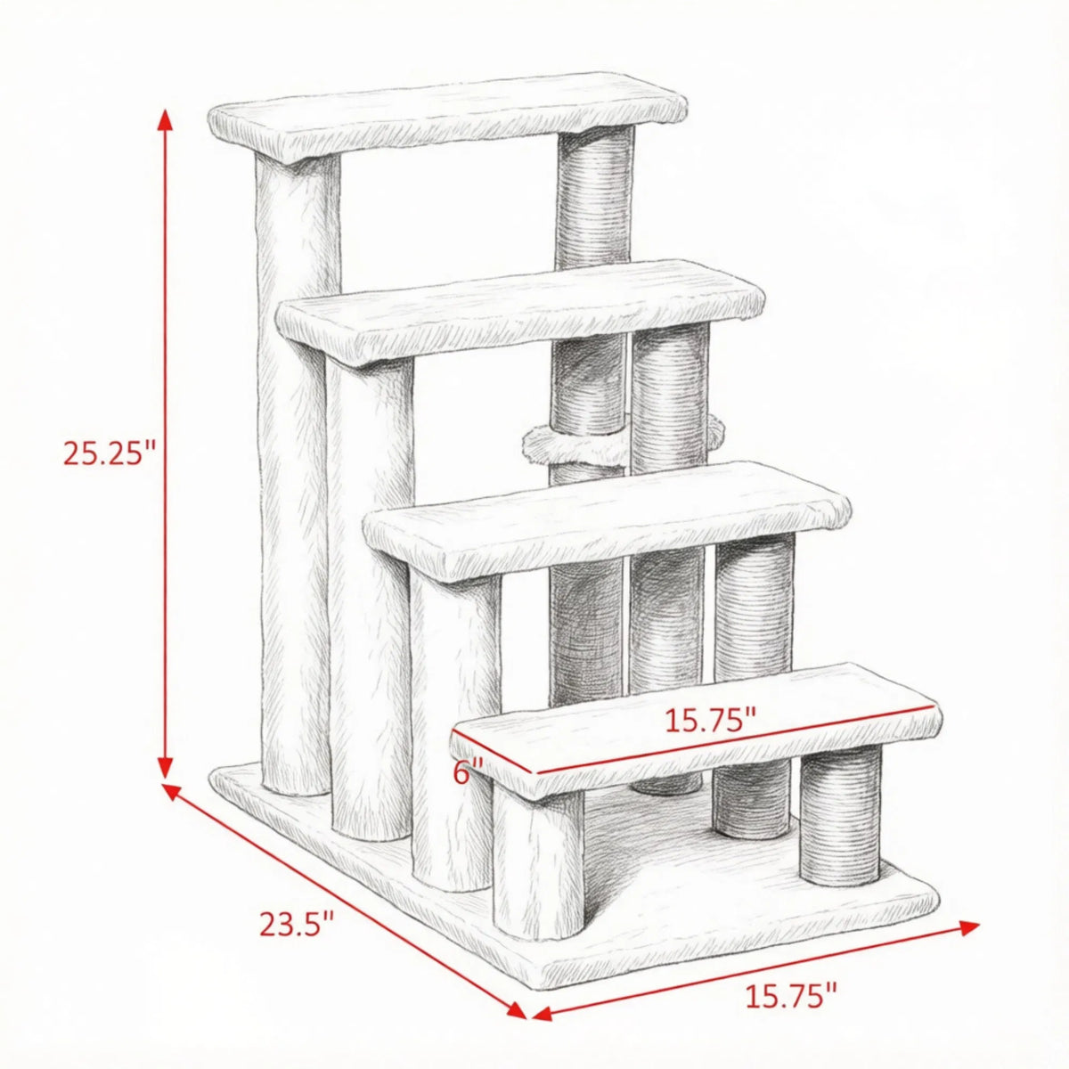 4 Levels Cat Steps with Scratching Posts for High Bed, Sofa, Non-slip Sturdy Pet Climbing Ladder for Indoor Cats, White - view 4