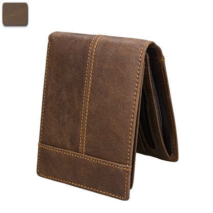 Rfid Crazy Horse Leather Short Wallet - view 5