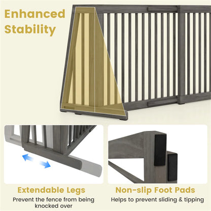 Adjustable Expandable Wooden Pet Gate 22 Inch Tall Freestanding Safety Fence - view 8