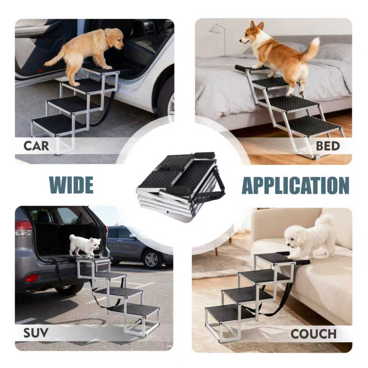 Foldable Dog Ramp For Cars, SUVs, Trucks, Portable Pet Dog Stairs For Large Dogs With Non-Slip Surface & Reinforced - view 4