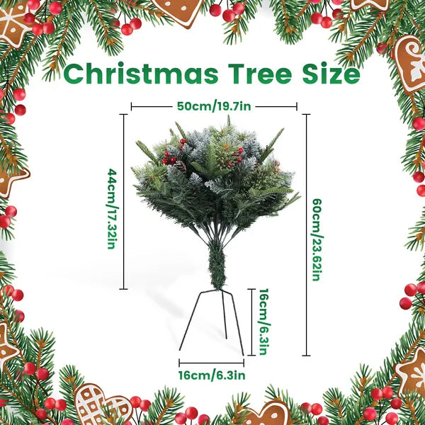 2Pcs Christmas Tree Urn Filler With Light Artificial Lighted Xmas Trees Light With Cones Berries Holiday Planter Filler - view 6