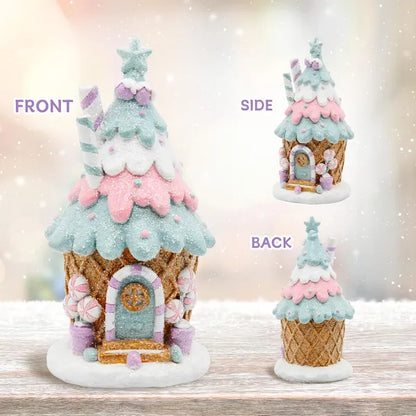 Gingerbread House Decorations, Pastel Pink Gingerbread Christmas Decor - view 5