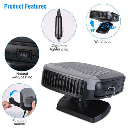 12V 150W Portable Car Auto Heater Heating Fan 2 In 1 Defroster Demister Windshield Heater Automotive Cooling Fan - view 3