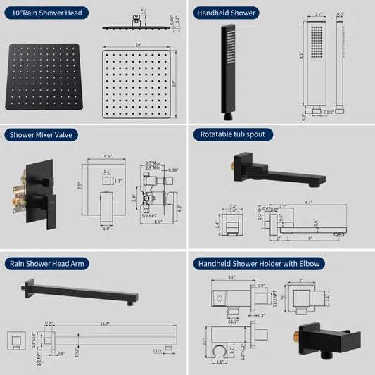 Male NPT Folding Bathtub Shower Faucet, Rain Shower Head System with Bath Tub Faucet Set and Handheld for Bathroom - view 2