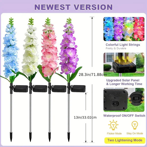 Solar Powered Hyacinth Flower Light, Solar Garden Patio Yard Decor, Color-Changing, Waterproof, Energy-Efficient - view 2