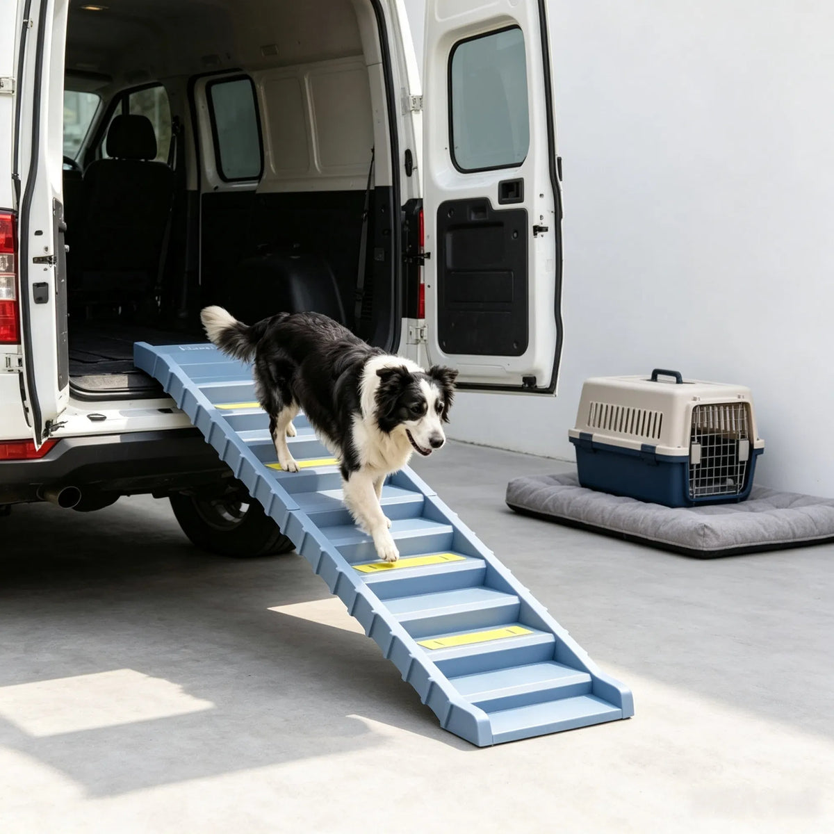 Gray Portable Dog Ramp Foldable Stairs for Medium Small Dogs to Get on Car Truck SUV - view 6