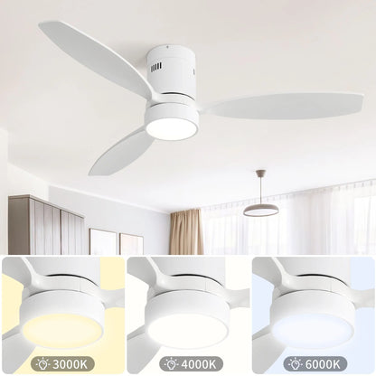 52 Inch Indoor Outdoor Ceiling Fan Solid Wood Fan Blade Noiseless Reversible Motor Remote Control With Light - view 4