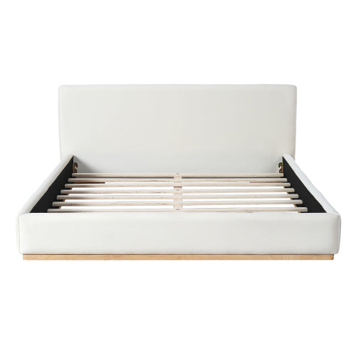 Elegant Upholstered Bed With Solid Wood Frame, Unlocking A New Experience Of Comfortable Sleeping, Queen, White - view 2