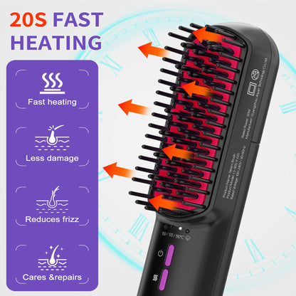 Hair Straightener Brush, Ionic Plus Steam Straightening Brush For Smooth, Anti-frizz Hair - view 2