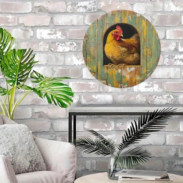 Tin Metal Wall Art 8x8 Inch Vintage Round Wreath Sign, High Definition Printed Rustic Farmhouse Decorative Wall Hanging - view 3