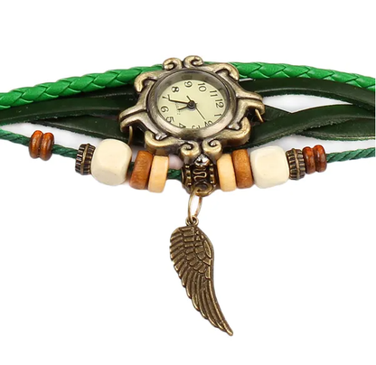 Beautiful Bohemian Style Retro Handmade Leather Angel Wing Women's Watches - view 4