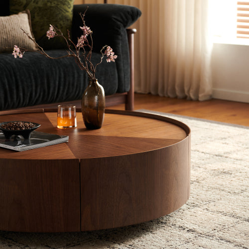 35.4-inch Coffee Tables, Circular Walnut Design, Suitable For Living Rooms, Walnut Material, Suitable For Bedrooms - view 6