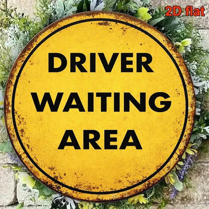 1pc Vintage Driver Waiting Area Sign 8x8in, Driver Waiting Area, Area Sign 8x8in 2D Flat Round Decorative Plaque - view 4