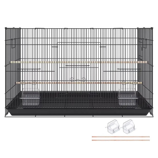 30" Bird Enclosure, Durable Metal Cage for Small Parrots, Budgies, Lovebirds, and Canaries