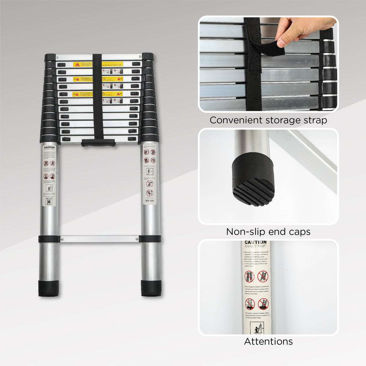 Telescoping Ladder 12.5FT, Telescopic Extension Ladder, Aluminum Alloy Folding Ladder Portable Multi-Purpose For Indoor - view 7