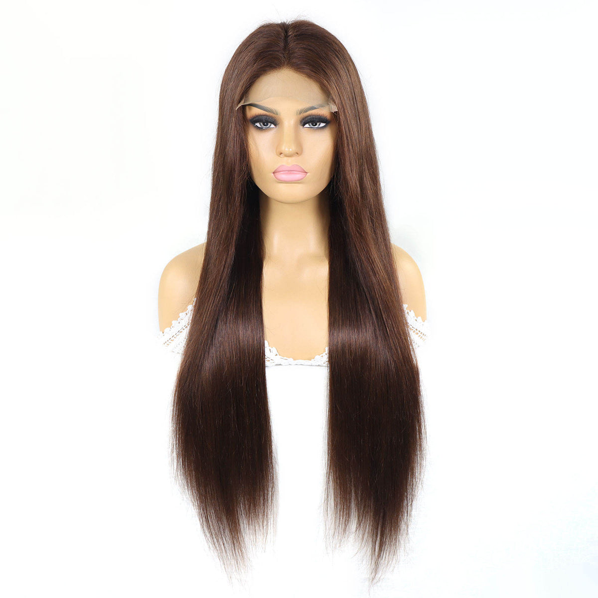 4x4 Lace Straight Human Hair Wig, Brown, Density - view 2