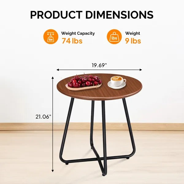 Outdoor Side Table With Imitation Wood Tabletop, Weather Resistant Patio Side Table - view 3
