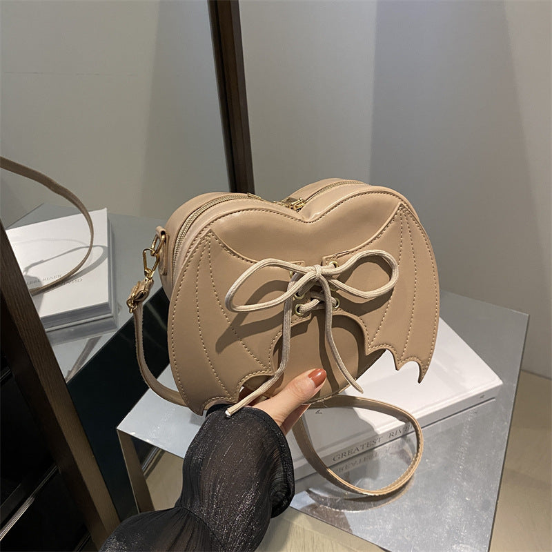 Heart Shape Bag Strap Design Bat Wings One Shoulder Crossbody Bag - view 4