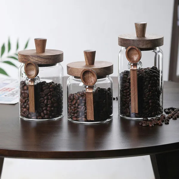 3 Pcs Glass Coffee Jars With Spoons, Candy Jars, Biscuit Jars, Storage Jars, Tea Jars, Snack Jars, Seasoning Jars - view 5