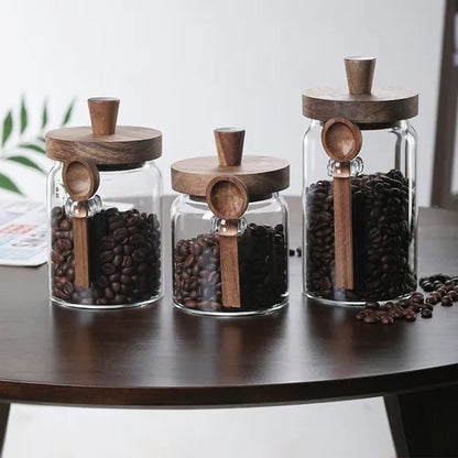 3 Pcs Glass Coffee Jars With Spoons, Candy Jars, Biscuit Jars, Storage Jars, Tea Jars, Snack Jars, Seasoning Jars - view 5