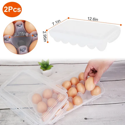 2Pcs Plastic Egg Holder Stackable Egg Storage Box Egg Rack For Refrigerator 18 Cavity Per Container Dishwasher Safe - view 4
