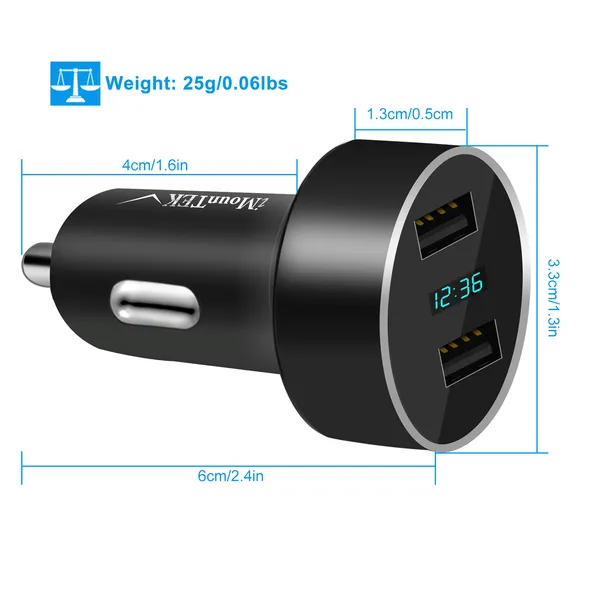 Dual USB Car Charger Adapter Aluminum Alloy Fast Car Charging - view 3