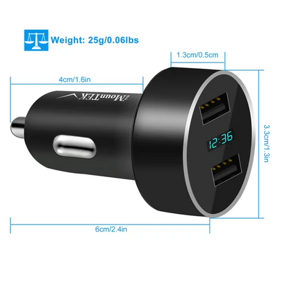 Dual USB Car Charger Adapter Aluminum Alloy Fast Car Charging - view 3