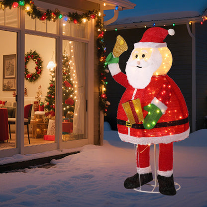 6FT Lighted Santa Claus Holding Bell Christmas Yard Decorations, Pre-lit Pull Up Santa With 200 Warm White LEDs - view 4