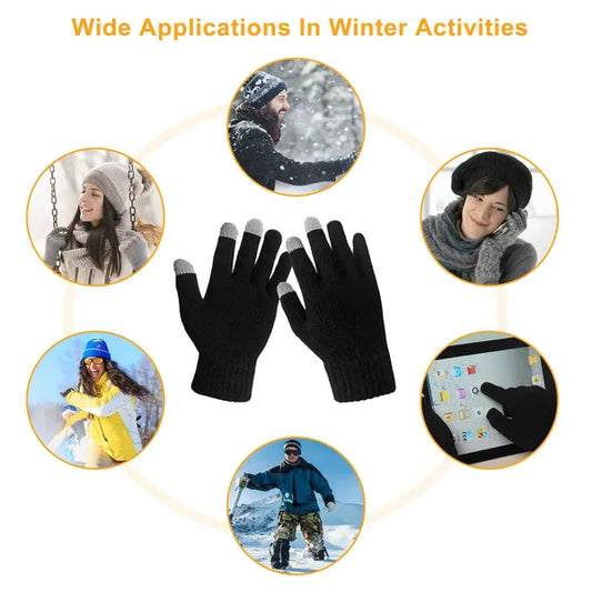 Unisex Touch Screen Gloves Full Finger Winter Warm Knitted Gloves For Warmth Running Cycling Camping Hiking - view 2