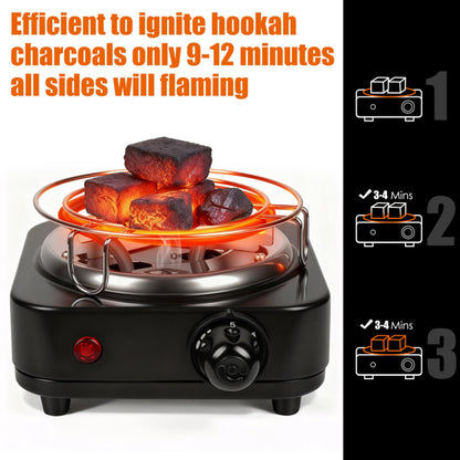 Electric Charcoal Burner For Hookah - 500W Fast Heating, 5 Temperature Gears, Thermostat Safety & Stainless Steel Coil - view 4