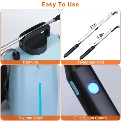 5L/1.3Gallon Electric Plant Sprayer Automatic Plant Sprayer Telescopic Garden Handheld Sprayer With 3 Spray Spouts - view 4