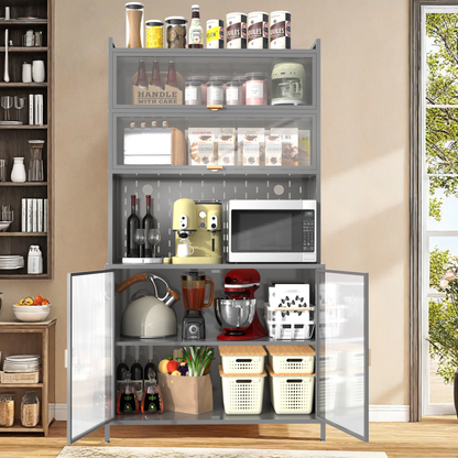 73'' Tall Kitchen Pantry Cabinet, 6 Level Flip Door With Pegboard Spacious - view 10