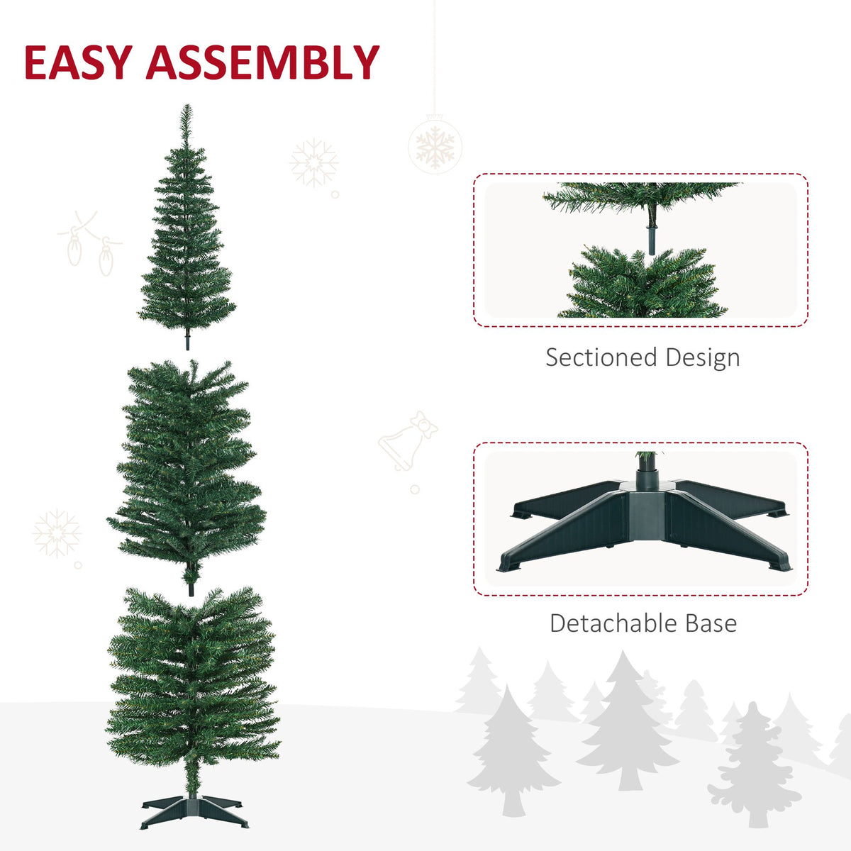 7' PVC Slim Pencil Artificial Christmas Tree 390 Branch Tips - view 4