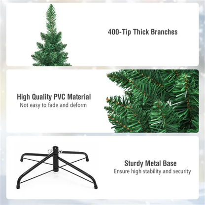 6ft Slim Pencil Christmas Tree - Space-Saving Design For Small Corners, 400 Realistic PVC Branches With Flocked Finish - view 4