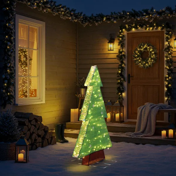 4FT Lighted Christmas Tree Yard Decorations, Pre-lit Holiday Decor With 110 Warm White LED Lights For Xmas Outdoor - view 5