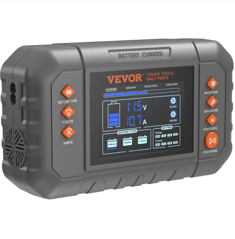 VEVOR Smart Battery Charger, 20-Amp, Lithium LiFePO4 Lead-Acid AGM Gel SLA Car Battery Charger With LCD Display - view 6