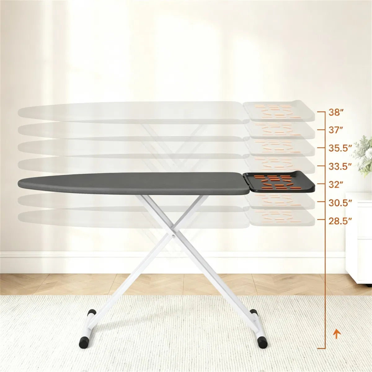 Adjustable Height Ironing Board, 7-Level Foldable Ironing Table with Perforated Metal Base - view 6